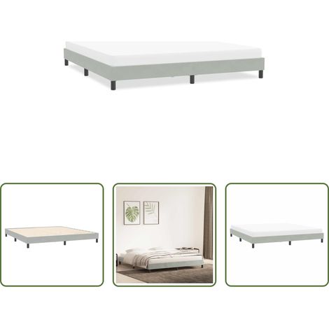 Sommeil confortable - Cadre de lit sans matelas gris clair 200x220 cm velours (1/5)