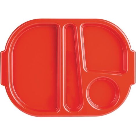 Grands plateaux repas à compartiments en polypropylène Kristallon rouges 375mm (Box 10) - Ref U037 - Olympia (1/4)