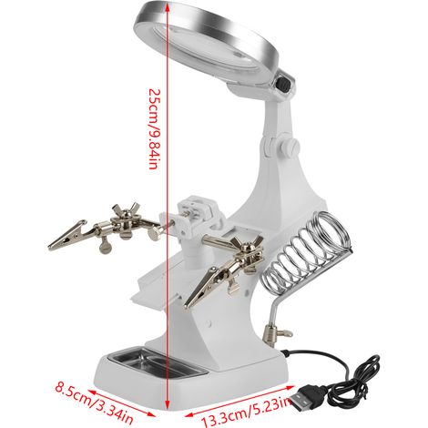 Reparaturlupe mit LED-Beleuchtung, Tischlupe mit Klemmständer, Löt- und Schweißhalterung (1/5)