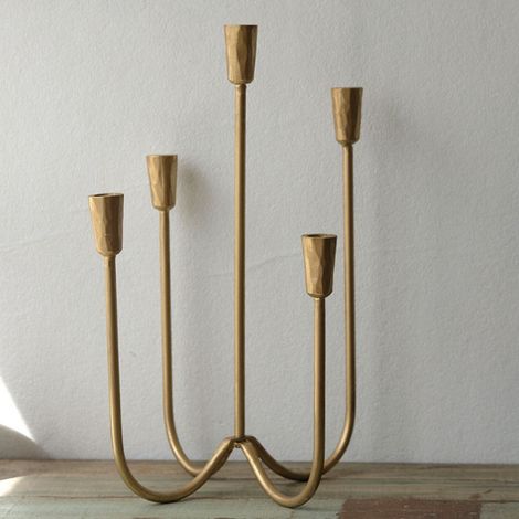 Support bougies vintage fonte 5 branches déco maison