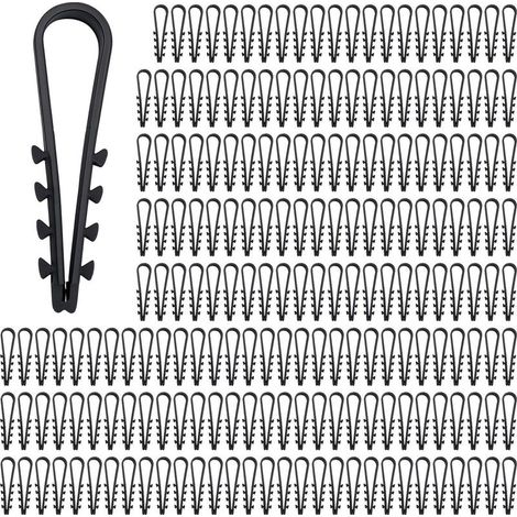 Lot de 200 chevilles à boucle, 5 à 10 mm, avec boucle enfichable, câble rond en forme de FestU, collier de serrage de cheville, anneau de serrage pour câbles pour différents scénarios (noir) (1/5)