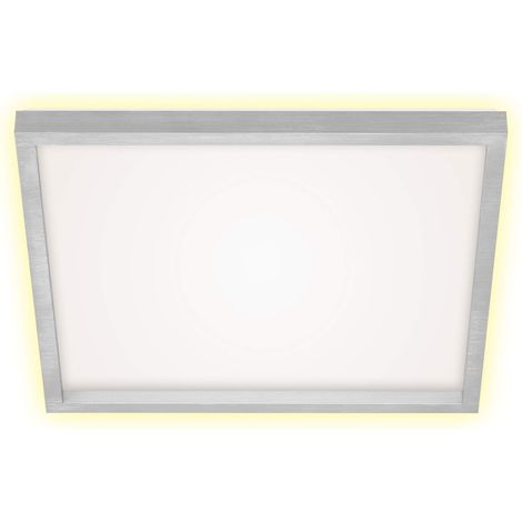 Plafonnier LED, lampe de plafond avec effet de rétro-éclairage, 22 Watt, 3 000 Lumen, 3 000 Kelvin, couleur aluminium blanc, 422x422x40 mm (LxLxH) (1/5)