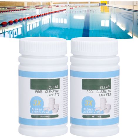 2 flacons/vente de comprimés de chlore pour piscine, comprimés effervescents, comprimés nettoyants multifonctionnels pour le bain et la qualité de l'eau, comprimés de chlore pour la purification de l' (1/5)