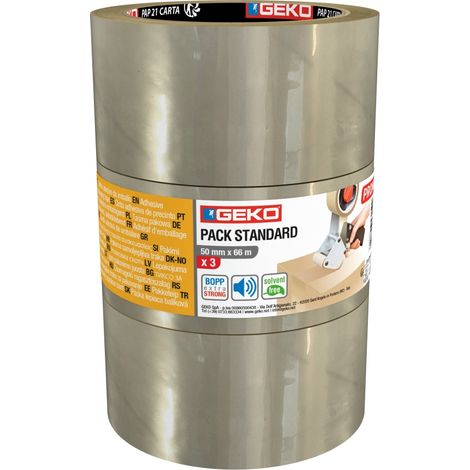 Rouleaux Adhésif - Geko - Havane - Transparent - Lot de 3 - 55mm X 60m