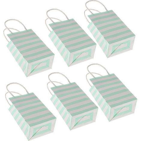 Lot de 6 sacs cadeaux rayés en papier pour bonbons, avec poignées, pour fêtes (1/4)