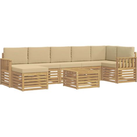 vidaXL Ensemble de canapés d'extérieur 7 pc Blanc et Beige Polyester