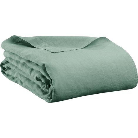 VIVARAISE - Drap plat Vivaraise en chanvre - Couleur sauge - Taille 240 x 300 cm (1/5)