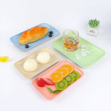 Plateau de Service - Rectangulaire - 23.6 x 14.2 cm - Pour Café et Restaurant - 4 Pièces (1/4)
