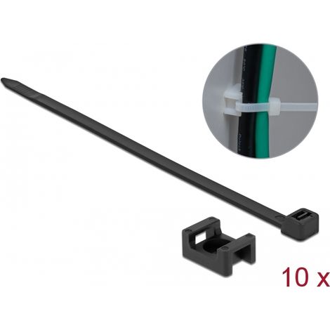 Delock Montaje de fijación de tornillo 23 x 16 mm con sujetacables LA 150 x AN 7,2 mm negro
