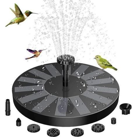 Solarbrunnen – 1,5 W – 16 cm Durchmesser – Schwimmpumpe für Gartenteiche – 6 Düsen – Für Gartenteiche und Vogeltränken (1/5)