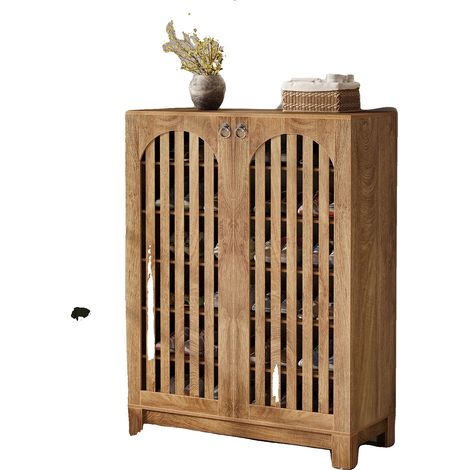 Meuble à chaussures, Design minimaliste, Étagères réglables, Bois Naturel (1/2)