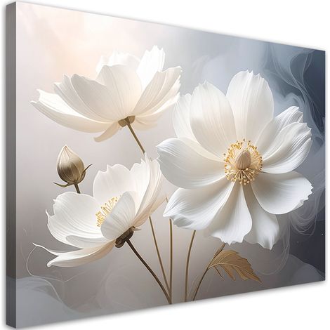 Cuadro sobre Lienzo Delicadas flores blancas plantas 120x80 (1/5)