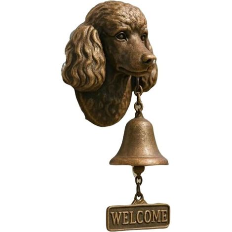 Sonnettes de bienvenue pour chiens, cloches d'entrée murales vintage en résine pour porche, porte d'entrée et jardin - Cadeau de Saint-Valentin indispensable (caniche) (1/4)