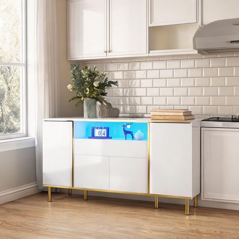 Buffet coloris blanc en mDF panneau de particules (1/5)