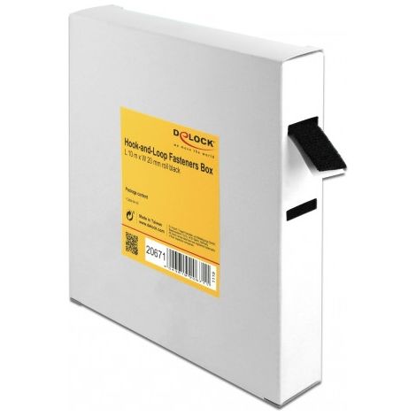 DeLOCK Delock Klettband auf Rolle L 10 m x B 20 mm in Box schwarz (20671)