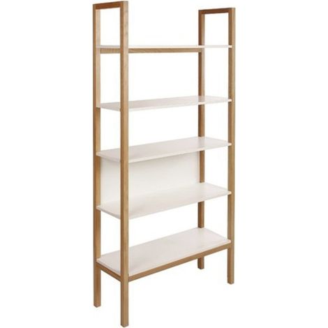 Bibliothèque 5 Niveaux "Farringdon" 185cm Chêne & Blanc (1/3)