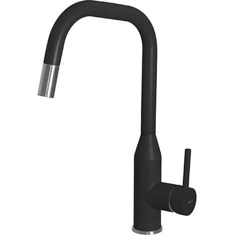 Elleci Dora Plus K86. Tipo di beccuccio: Estraibile, Colore del prodotto: Nero, Controllo del flusso d'acqua: Leva sanitaria. Altezza sopra la superficie di fissaggio (max): 38 cm, Dista... - MKKDRP86 (1/2)