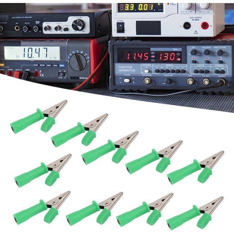 J.60045 5mm offene Krokodilklemme aus Vollkupfer für Leistungsprüfungen, verkauft in 10er-Packungen (grün). (1/5)