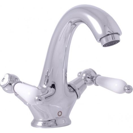 Mélangeur lavabo rétro MORAVA laiton chromé sans siphon (1/4)