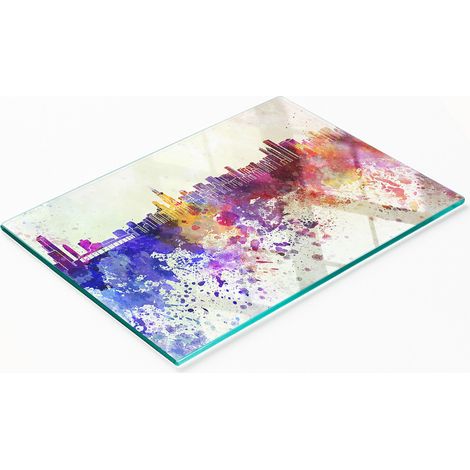 Tabla de servir de cocina de vidrio templado con gráficos de Chicago, 80 x 52 cm. (1/5)