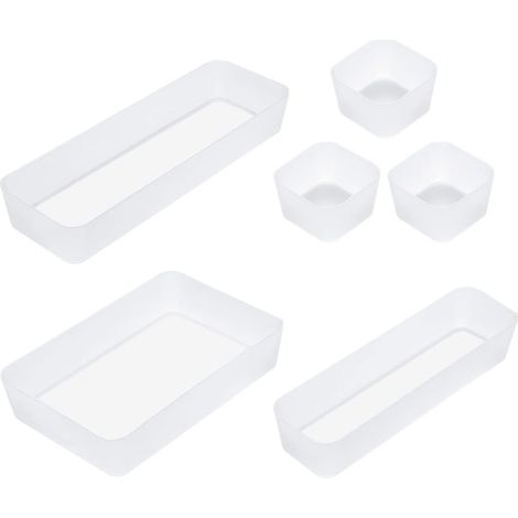 Cassettiera in PP per ufficio e cucina, organizer pratico e salvaspazio, accesso rapido, design modulare semitrasparente, set da 6 pezzi (1/5)