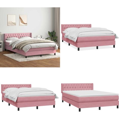 Boxspringbett mit Matratze Rosa 140x220 cm Samt - Matratze - Samt (1/5)