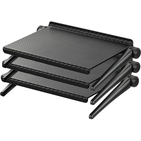 Organisateur Dureté Pièces de Moniteur Abs de 3 Haut en TV Noir, Étagère Rangement Plastique Robuste Haute et pour Rack de Routeur Meuble (1/5)