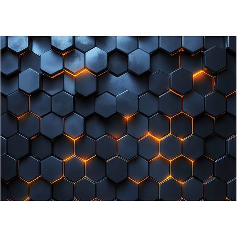 Papier peint mural 3D hexagones gaming enfant intissé grand format design intérieur chambre enfant pas cher 150x105 cm (1/5)