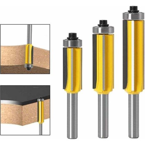 Set di frese per legno con gambo da 8 mm e 4 lame, set di 3 frese per finitura con motivo a filo e gambo per rifilatura -Crezuo