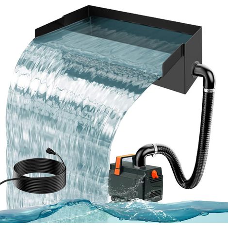 Set cascata per laghetto da giardino da 30 cm in acciaio inox con pompa, cascata per laghetto da giardino – Set completo per laghetto da giardino, ruscello e giochi d'acqua – 45 W 3000 L/h, tubo e (1/5)