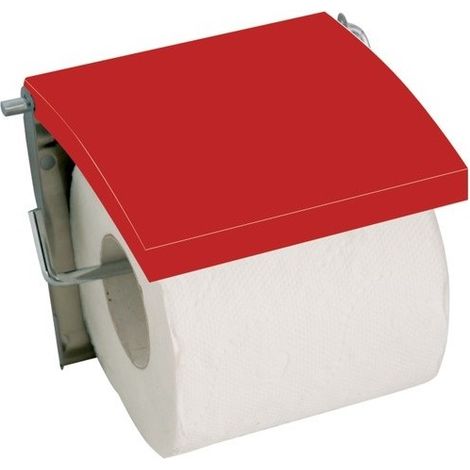 Portarrollos de papel higiénico de pared MDF y acero inoxidable Rojo MSV