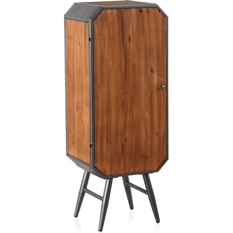 Armoire à 1 porte, en bois et fer
