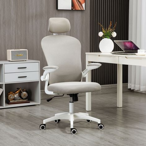 Silla de Oficina de Malla Silla de Escritorio Respaldo Alto Reposacabezas Ajustable Soporte Lumbar 4D 62x64x120 cm Gris (1/5)