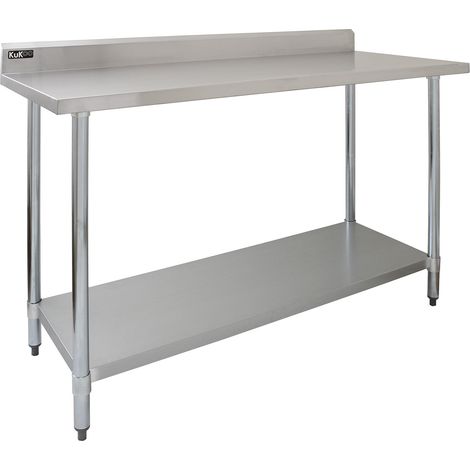Mesa de Trabajo Cocina de Acero Inoxidable 152cm/1.52m Ancho Mesa Catering Mesa Preparación Comida para Gastronomía Hostelería Hotelería Restaurantes Capacidad Peso 250kg con 2 Paños Microfibra GRATIS