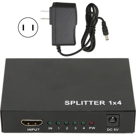 Répartiteur HDMI 1 Entrée 4 Sorties 1080P, Duplicateur Écran pour Home Cinéma, Alimentation 100-240V Prise US (1/5)