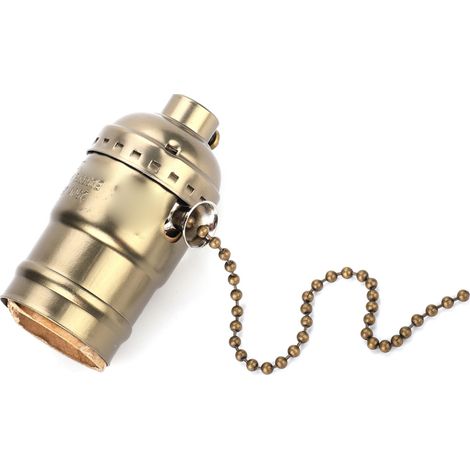 Douille E27 en aluminium style vintage avec chaînette pour lampe de bureau, culot à vis (bronze) (1/5)