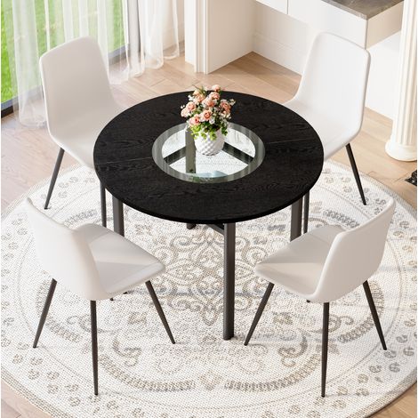 Ensemble table chaises rond 100 cm MDF 4 chaises OKMYHOME (1/5)