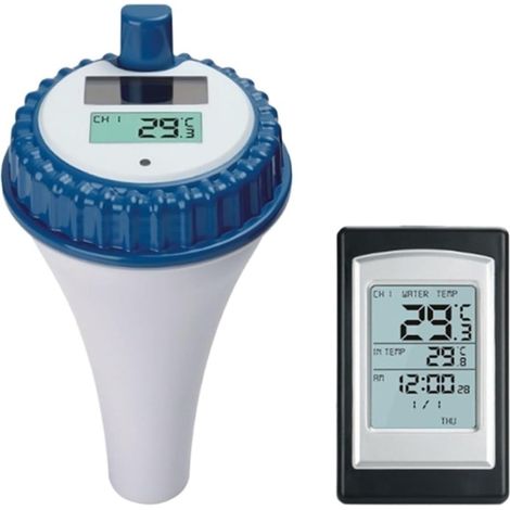 Thermomètre à Eau Thermomètre De Piscine Flottant Sans Fil Et Étanche, Alimenté Par L'énergie Solaire, For Étang, Spa, Baignoire, Écran LCD Numérique, Capteur Rétroéclairé -40 °C (1/5)