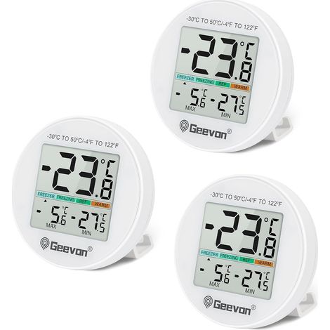 Refrigerator Thermometer, Mini Digital, IP65 Waterproof, for Fridge Freezer Indoor Thermostat with LCD Display, Magnetic Return Foot Max Recording Min, 2-Pack (1/5)