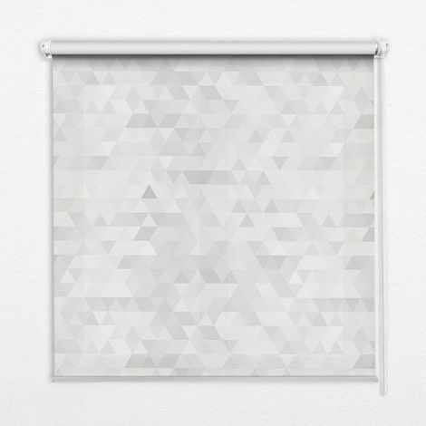 Innenrollo Fensterrollo - Rollo ohne Bohren - Sichtschutzrollo - Lichtdurchlässiges Rollo - Rechteckiges - Rollo - (90 cm x 140 cm) - Graues Dreiecksmuster (1/5)