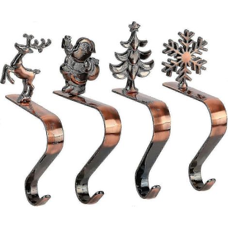 4er-Set Weihnachtsstrumpfhalter, kompatibel mit Kaminen – rutschfeste Metallhalterungen, Aufhängehaken, Weihnachtsdekorationen, mit Baum (1/5)