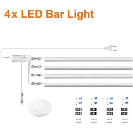 (4 lampes LED pour meubles, lumière chaude, 30 cm) (permet de traverser les panneaux de bois) Capteur de présence/de mouvement/interrupteur tactile (1/5)