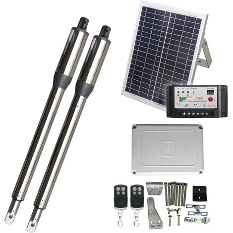 Kit d'ouvre-portes automatiques Pilote de porte battante automatique solaire 300KG avec opérateur de moteur de porte battante linéaire simple électrique à télécommande pour accessoires de portail coul (1/5)