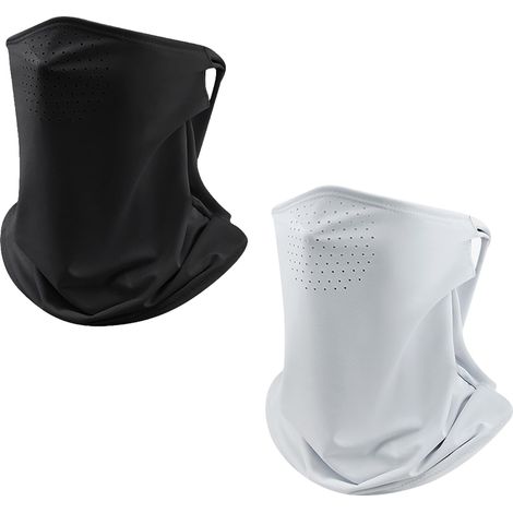 Masque de Protection Solaire,2Pcs Masque Facial Cache Cou Cagoule Été en Soie Respirante Anti-UV Foulard Élastique écharpe de Moto Balaclava Protège Multifonction Tube Tissu Hommes et Femmes (1/5)