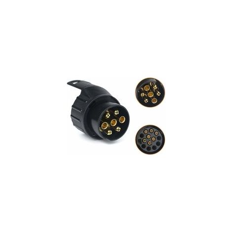 Adaptateur Prise Remorque 7 vers 13 Broches, Connecteur Attelage pour Voiture, Tracteur, Caravane et Porte-Vélo (1/4)