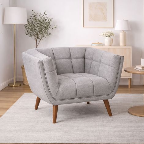 Fauteuil en tissu bouclette gris - BERYA (1/5)