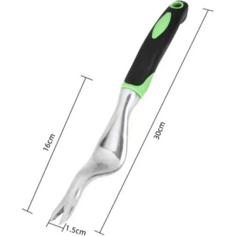 Outil de désherbage manuel (vert) de qualité supérieure, arrache-mauvaises herbes pour jardin, outil de bêchage avec poignée ergonomique, pour le désherbage et la transplantation des terres agricoles. (1/5)