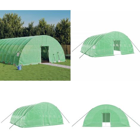 Serre avec cadre en acier vert 36 m² 6x6x2,85 m - Serre Jardin - Abri Jardin - Tunnel Jardin - Culture Maraîchère - Serriculture - Home & Living (1/5)