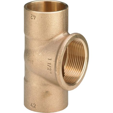 Raccordo a Tee bronzo FFF ø18 x 3/4" x 18 mm, estremità a saldare femmina, filettatura Rp 109141 (1/3)