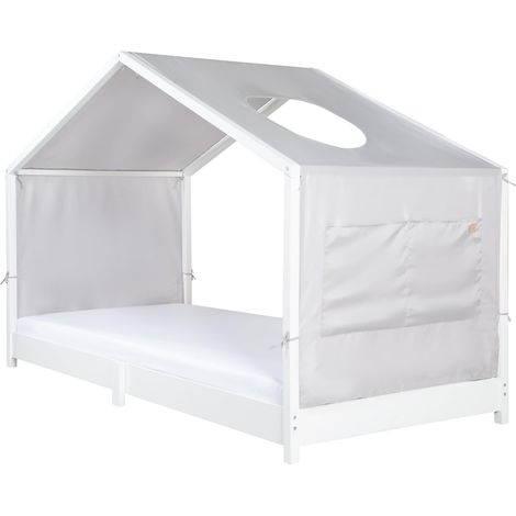 roba Copertura per Letti Montessori 90 x 200 cm - Accessorio Adatto per trasformare Il Letto in Un baldacchino - con 3 Tasche portaoggetti e Finestra sul Tetto - Grigio Chiaro (1/5)
